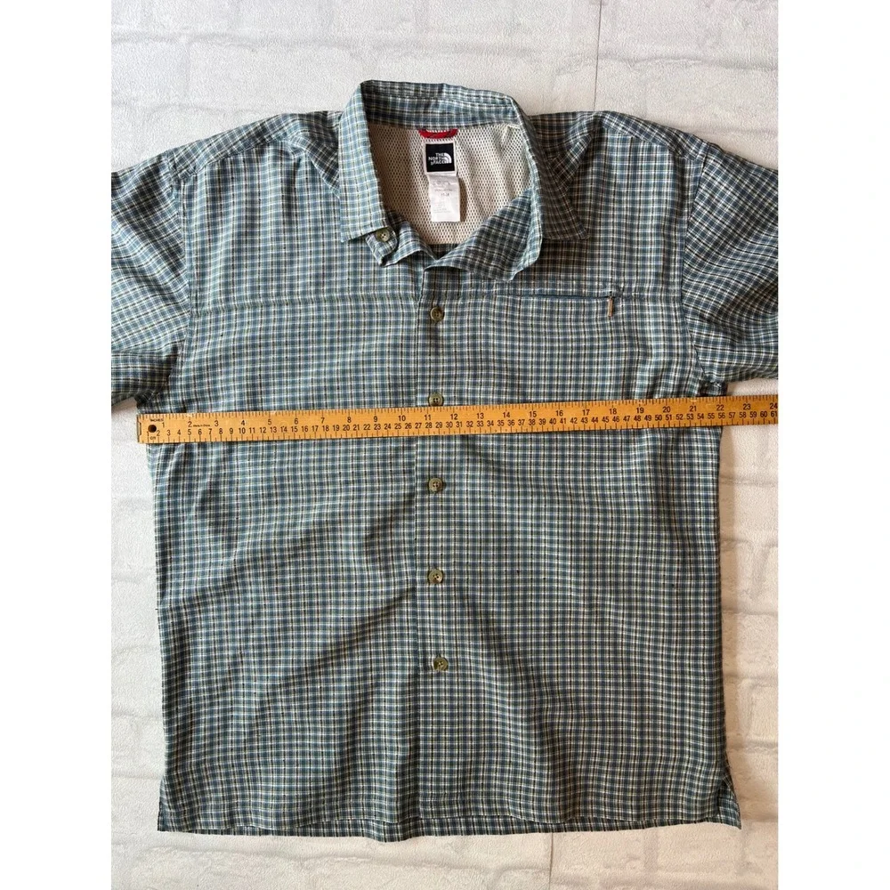 The North Face Mens Blue Green Plaid Short Sleeve Hiking Shirt Medium gorpcore